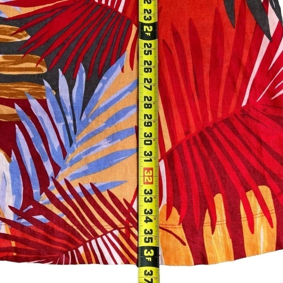 NWT C&C California 100% Linen Shift Dress Red w Tropical Print Beach Summer Sz S - Picture 14 of 16